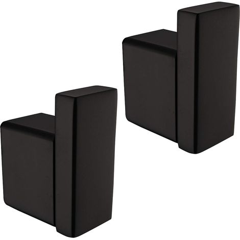 Serviette/Robe Crochet Vêtements Chapeau Crochets Pour Salle de Bains Garage cuisine Hôtel Porte SUS 304 Acier Inoxydable 2 Pack Wall Mount, Finition Noire Mate, N1001BK (1/5)