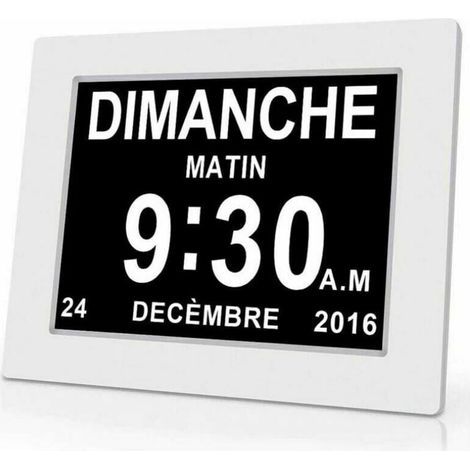 One Piece 7-inch Digital Calendar Clock with Date and Time, Alzheimer's Clock for Parents, Medication Reminder for Grandparents and Children, White 20414324mm, IBUYKE
