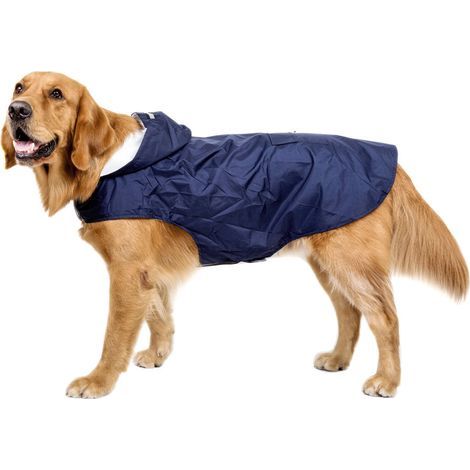 Manteau imperméable pour chien 3XL bleu – Polyester léger avec doublure respirante – Bandes réfléchissantes – Ajustable pour grands chiens - 3XL-Bleu (1/5)