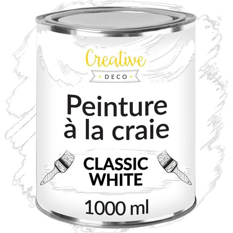 Peinture à la craie blanche 1L mat et lavable – Pour meubles en bois – Finition crayeuse – Sèche en 4 heures – Couvre 10m² (1/5)