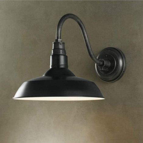 Applique Murale Antique Dôme d'Extérieur Rétro Industriel E27 Étanche Rustique Bronze Grange Noire Autour de l'Ombre Entrepôt Loft Balcon Surface au Sol 40cmSeule la douille n'a pas d'ampoule