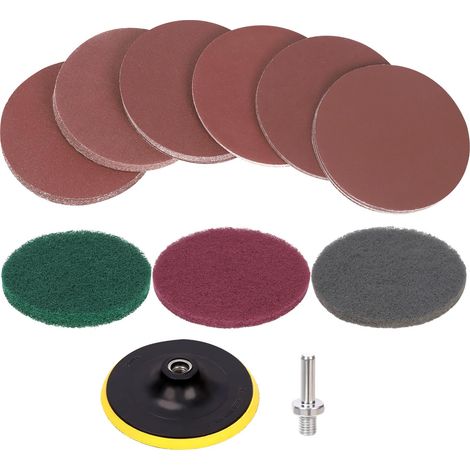 Lot de 64 disques abrasifs de 12,7 cm, fixations pour meuleuse d'angle avec fils 5/8-11, disques abrasifs et papier abrasif grain 80, 100, 120, 180, 240, 400 pour métal, bois, polissage, (1/5)