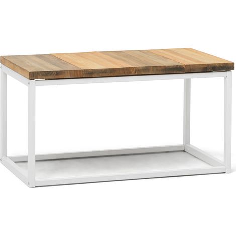 Mesa de Centro Preston Blanca 40x80x38cm con tablero de madera maciza de piezas tricolor Box Furniture (1/5)