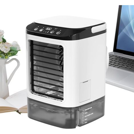 Mini climatiseur portable, 3 vitesses, ventilateur silencieux avec lumière LED multicolore et spray, refroidisseur d'air portable pour maison, voiture, camping, extérieur, intérieur, voyage (1/5)