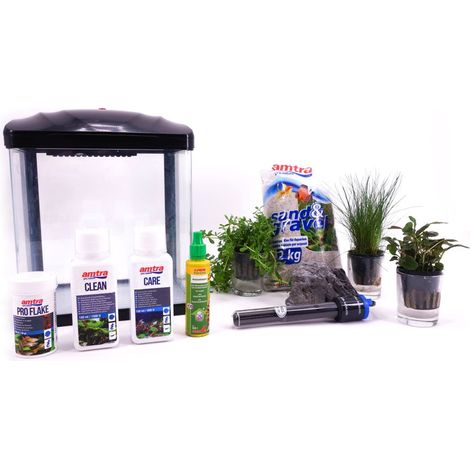HR-230 schwarz inkl. Dekoration Nano Aquarium Komplettaquarium Filteranlage