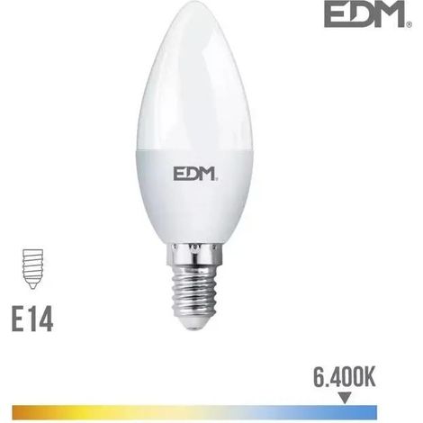 Ampoule bougie LED EDM E14 5W 400lm 6400K Lumière froide Ø3,5x10cm (1/3)