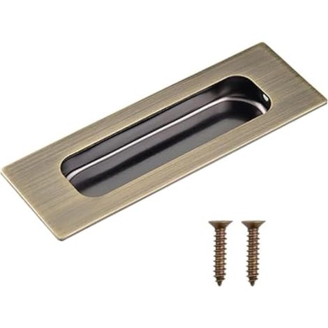 Poignées de porte encastrées rectangulaires en acier inoxydable pour portes d'intérieur et de placard Bronze 120 x 40 mm (1/5)