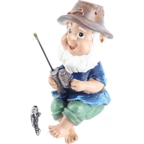 Figurine d'homme de pêche, couleurs vives, détails réalistes, Statue de pêcheur en résine largement utilisée pour le jardin, la maison et l'arrière-cour (1/5)