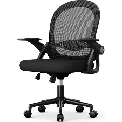 Chaise de Bureau - Rattantree Fauteuil de Bureau avec Soutien Lombaire - Chaise Ergonomique en Maille Respirante - Chaise Pivotante Accoudoirs et Hauteur Réglables pour Bureau à Domicile - Noir