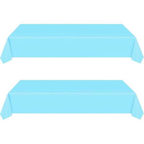 Lot de 2 nappes bleu ciel jetables 137x274 cm, imperméables, pour anniversaires, mariages, pique-niques. (1/5)