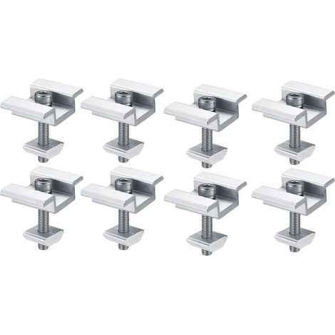Pack de 8 Supports de pour Panneau Solaire, Pinces D'ExtréMité pour Panneau Solaire, Pinces Centrales, pour Module Solaire de Panneau Solaire PV 30 Mm (1/5)
