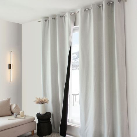 Rideau thermique FJORD 140 x 240 cm – Toile polyester – Doublure polaire noire - 140x240cm - Blanc (1/2)