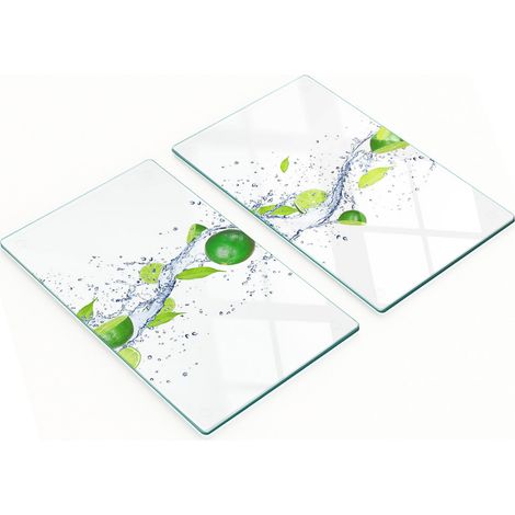 Tablas de cortar de cristal para cocina con estampado de lima y agua, 2 x 30 x 52 cm.