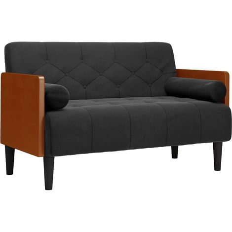 Divano  Sofa Divanetto con Cuscini Bolster Nero 110 cm Velluto (1/5)