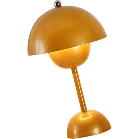 Minimalistische, dimmbare LED-Tischleuchte für Bars, Schlafzimmer, Restaurants und Leseecken, mit Eisenstecker (3 Lichtfarben und Druckknopfschalter), gelb (1/5)