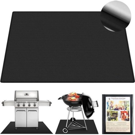 1 Tapis réfractaire,Fibre de verre et silicone,Résistant 1800°F,152x101cm,Pour barbecue gaz et charbon (1/5)