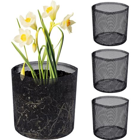 4pcs Sacs de Plantation Aquatique 17.5x18.5cm Pot de Fleurs en Maille Respirante pour Bassin de Jardin Panier de Culture pour Plantes Aquatiques