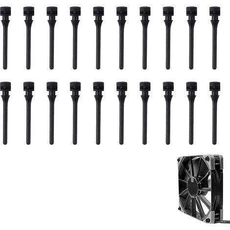 Viti per ventole in silicone, supporti per ventole in gomma, supporti per ventole in silicone antirumore, staffe per ventole antivibrazione, silicone antirumore per case PC, nero, 20 pezzi (1/5)