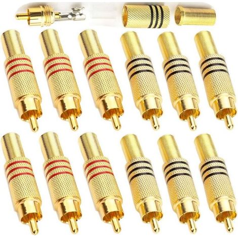 12 connecteurs RCA mâles à souder, terminaux audio pour vidéo surveillance et multimédia (1/5)