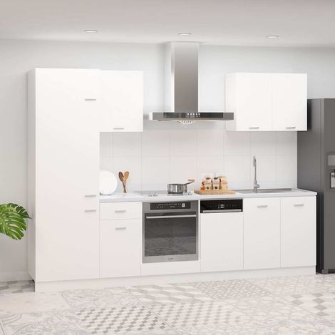 vidaXL Ensemble de 7 meubles de cuisine "Lyon" en bois d'ingénierie blanc (1/5)