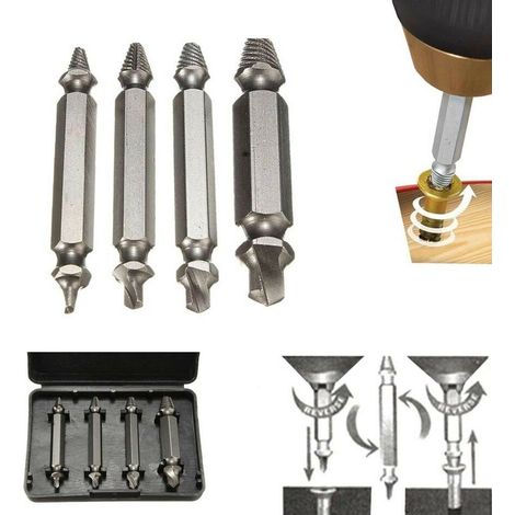 Estrattore A Vite Punta Conica Rimozione Bulloni Spezzati Punte Kit 4 Estrattori (1/3)