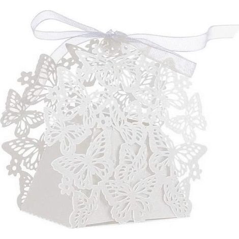 Papillon Blanc Chic Elegance Dragée Boxes - 50 Pieces
