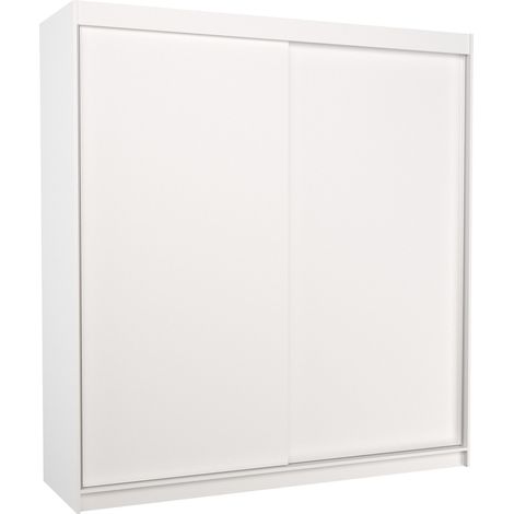 Les Tendances – Armoire adulte 200 cm – 2 portes coulissantes – Structure en panneau laminé blanc – Grande capacité de rangement – Dimensions 200x215x58 cm (1/5)