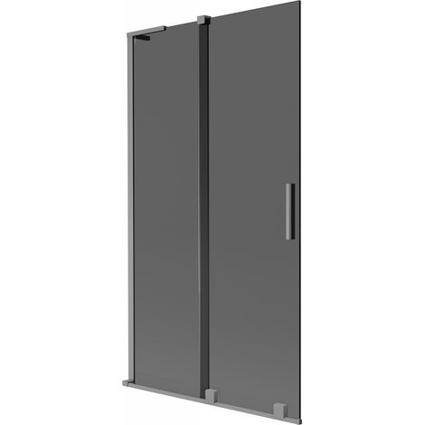 Mexen Velar L parete per vasca 2 ante scorrevoli 100 x 150 cm, grafite, metallo pistola - 896-100-003-41-95 (1/2)