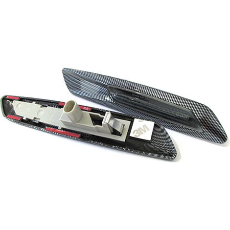 Kit Freccia Laterale a Led Side Marker 3D Carbonio Lente Fume BMW E81 E82 E87 E88 E90 E91 E92 E93 E60 E61 F10 (1/3)