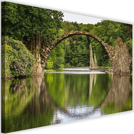 Tableau sur toile Pont en arc au-dessus du lac 60x40 (1/5)