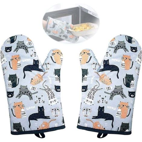Paire de gants de cuisine en coton Ulisem, gants de cuisine en coton, gants de cuisine résistants à la chaleur, gants de barbecue, pour la cuisine, les grillades, le barbecue (1/4)