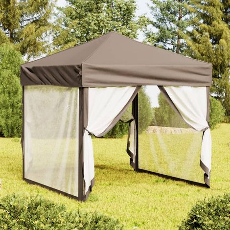 Tente de réception pliable Tonnelle de Jardin - Rapide à Installer avec parois Taupe 2x2 m BV369333 - BonneVie (1/5)