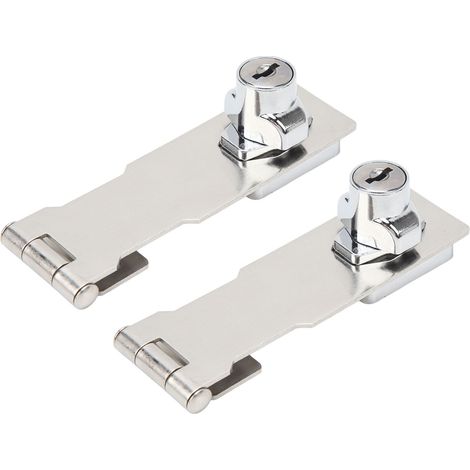 Lot de 2 verrous à moraillon à clé en acier inoxydable 201 et alliage de zinc, avec bouton rotatif, pour portes et placards, couleur argent. (1/5)
