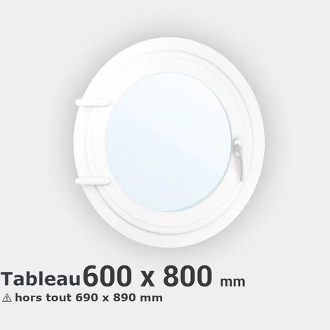Fenêtre ovale PVC blanc 1 ouvrant H 80 x L 60 cm dimensions tableau pour pose en neuf (1/2)
