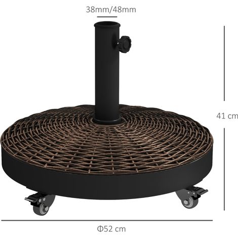 Pied de parasol résine 22,7kg bronze 4 roulettes, Φ52x41cm (1/5)