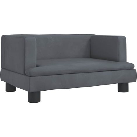 Lit pour chien panier canapé confortable foncé 60 x 40 x 30 cm velours gris (1/5)