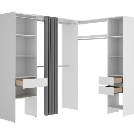 Dmora - Gran Armario Bazena, Muebles de dormitorio, Vestidor, Armario de ropa, 214x141 h205 cm, Blanco