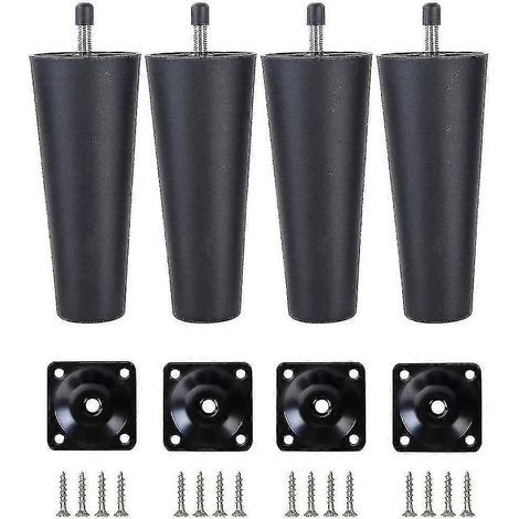 Pieds de canapé en plastique, lot de 4, pieds de canapé de rechange avec support de fixation. (1/5)
