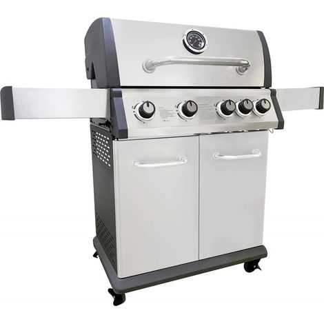 Gasgrill mit vier Brennern 133 x 57 x 114 cm aus grau und schwarz lackiertem Stahl - Carpino