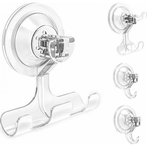4 Pcs Vacuum Suction Cup Hooks - Razor Holder - Crown Hook - Multi-use for Bathroom, Kitchen, Office, Storage (1/5)