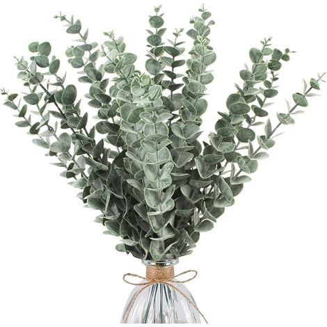 24 Pcs Eucalyptus Branches Artificiel, Simulation Vert Artificiel Eucalyptus Feuilles De Mariage Fleurs Artificielles pour Arrangement De Fleurs, Décoration De Fête De Mariage À La Maison 38CM