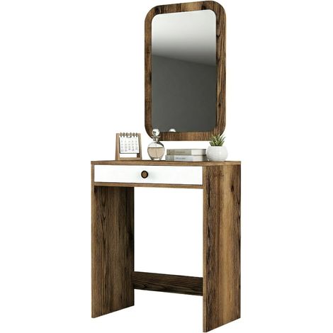 Dmora - Consola Ursa, Mesa multiusos, Gabinete de soporte, Escritorio de pasillo, 70x85h40 cm, Nogal y Blanco, con embalaje reforzado