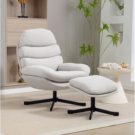 Sillón relax giratorio con reposapiés de poliéster OKMYHOME (1/4)