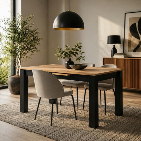 Table extensible moderne style loft 125-165 cm ALVA (1/5)