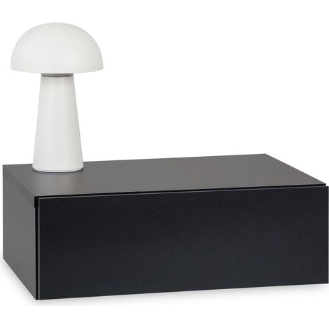Idimex – Table de chevet suspendue noire – 1 tiroir sans poignée – Mélaminé résistant aux salissures – Dimensions 15x42x30 cm