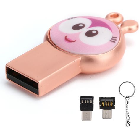 Clé USB 2.0 haute vitesse 128Go rose, motif cartoon imperméable, disque flash pour téléphone et ordinateur (1/5)