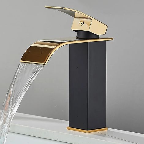 WASCHTISCHARMATUR Einzigen Griff Mixer Heißes Kaltes, Niedrig, Schwarz/Gold