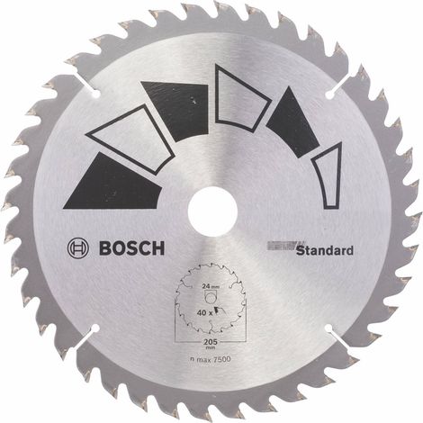 Bosch Kreissägeblatt STANDARD, DIY, 205 x 24/20 x 2,2 mm, 40 (1/2)