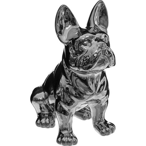 Estatuilla Bulldog - cerámica - plata - H12 cm - Atmosphera créateur d'intérieur