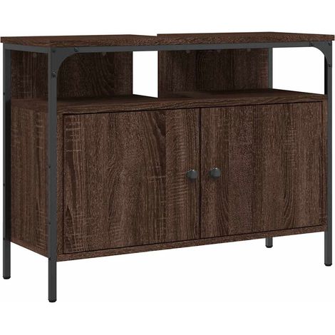 Armoire lavabo de salle de bain chêne marron 80x30x60 cm